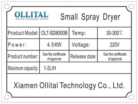2L مختبر رذاذ مجفف معدات 220V-450V 1 سنة الضمان